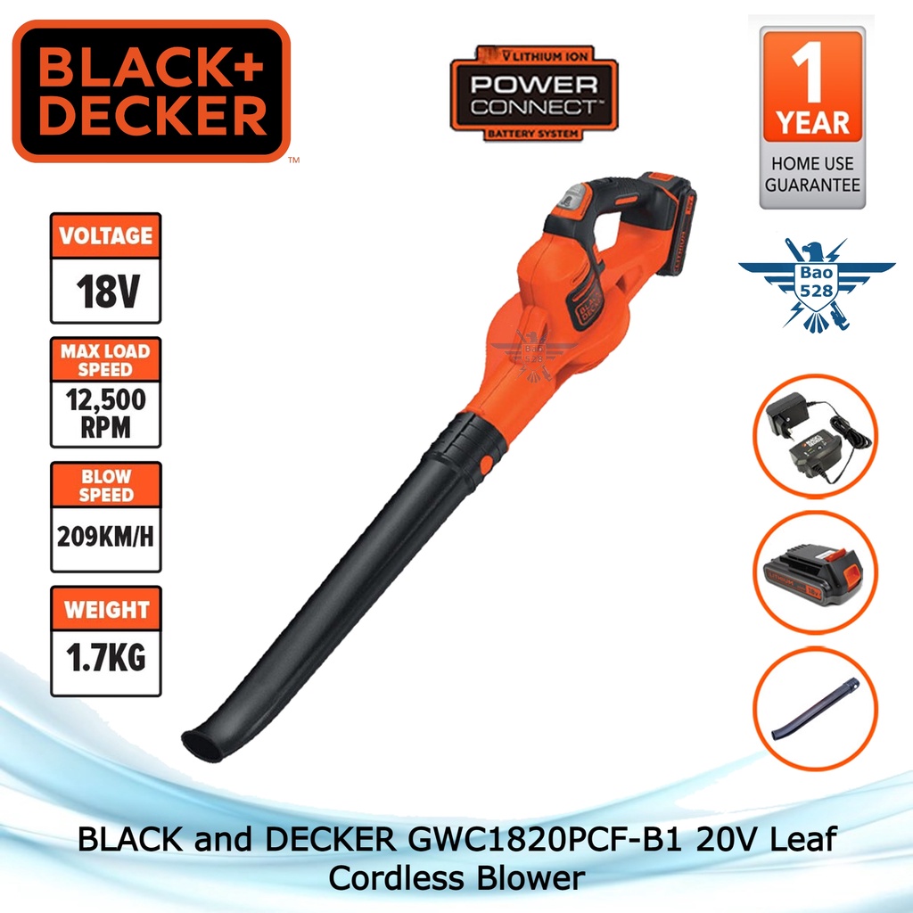 BLACK and DECKER GWC1820PCFB1 20V Leaf Cordless Blower Shopee Malaysia