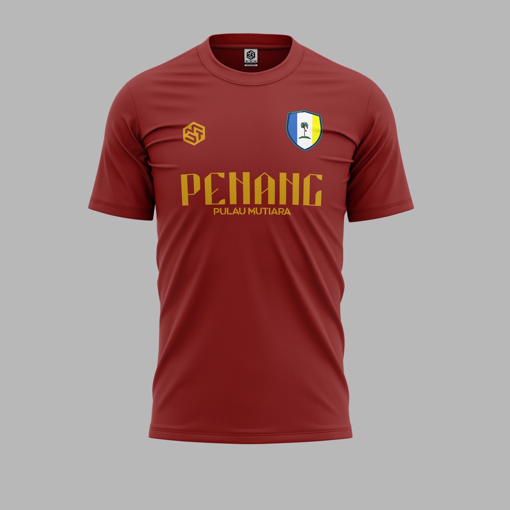 [READY STOCK] Pulau Pinang Pulau Mutiara Jersi Maroon/Gold - Jersey Roundneck