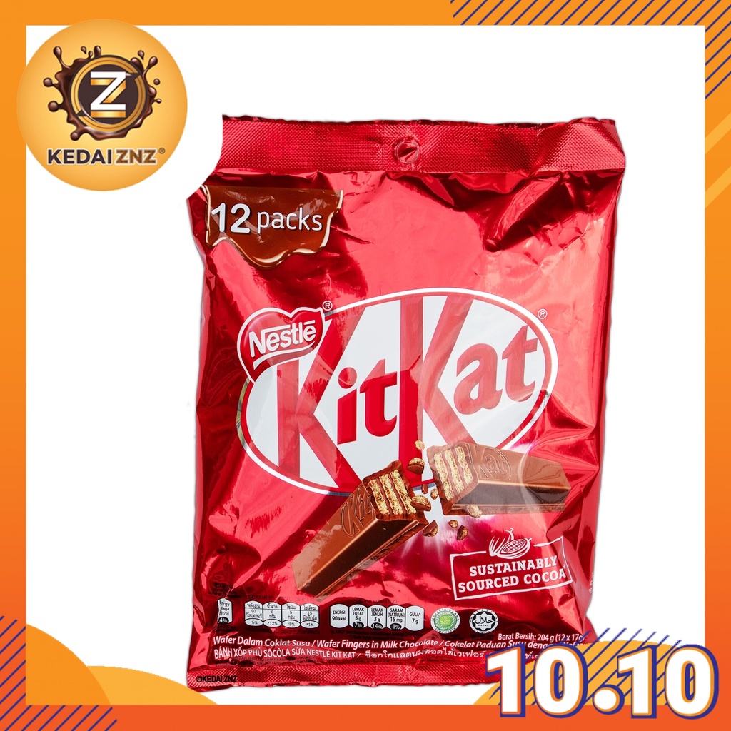 Chocolate Nestle KitKat Wafer Fingers in Milk Chocolate Bag 204g 