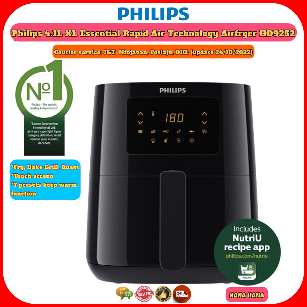 Philips 4.1L Digital Airfryer Essential HD9252/91 HD9252