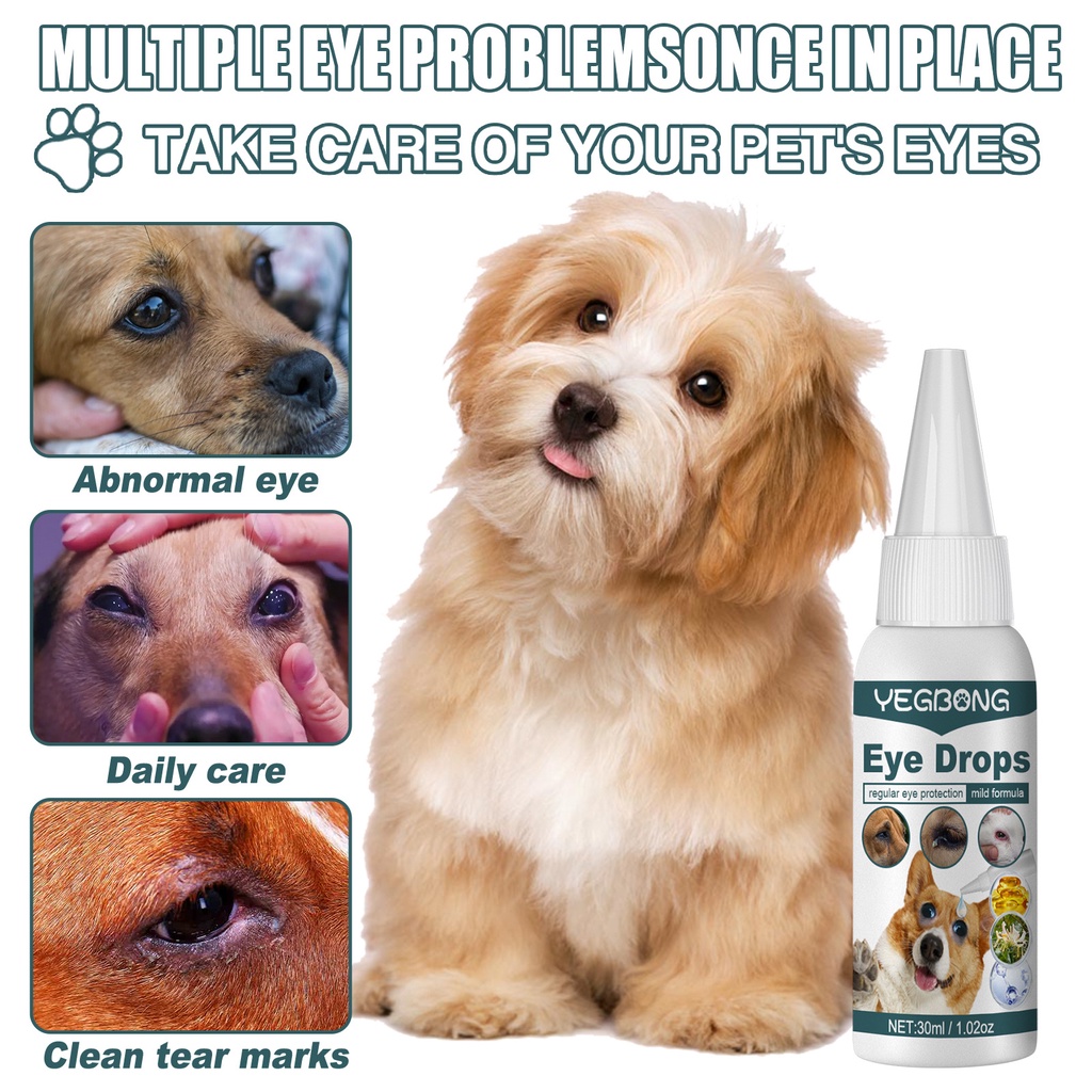 Yegbong Pet Eye Drops Clean Tears Wax Remove Cats Dogs Universal Care
