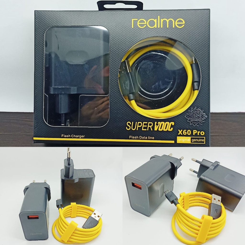 [ORIGINAL] REALME 30W BLACK USB Type-C / Micro USB Super VOOC Fast Charging Charger