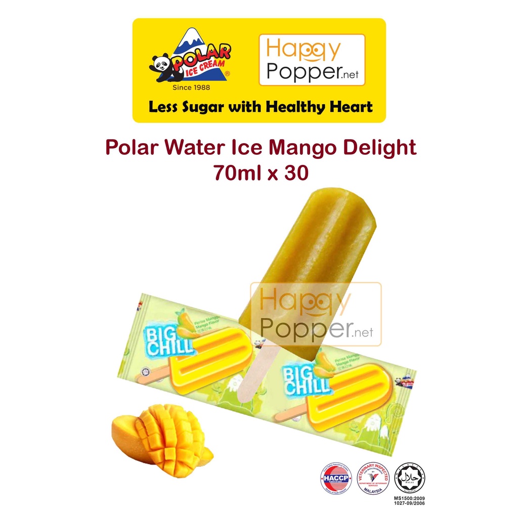 Happypopper Polar Ice Cream Water Ice Mango Delight Ice Cream 70ml x 30