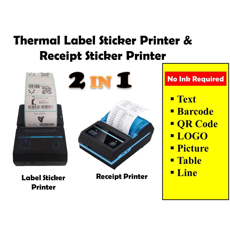 Portable Thermal Label printer Thermal receipt printer barcode Printer [READY STOCK] Shopee