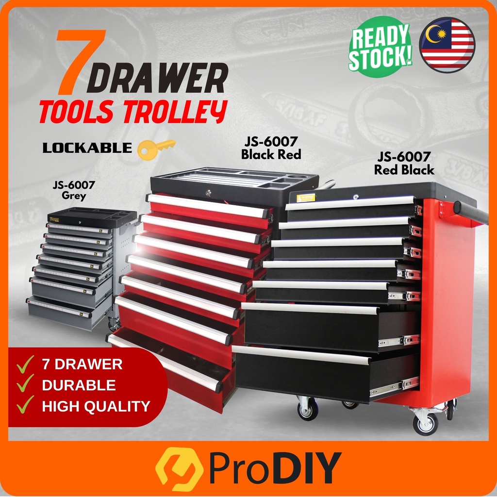 7 Drawer Tool Trolley JS6007 Lockable Metal Tools Set Drawer Tool