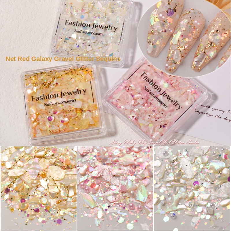 1 box of ultra-thin shell nail accessories / Crystal Diamond Galaxy Symphony Nail Art Sequins / Glitter Nail Jewelry Mixed Set