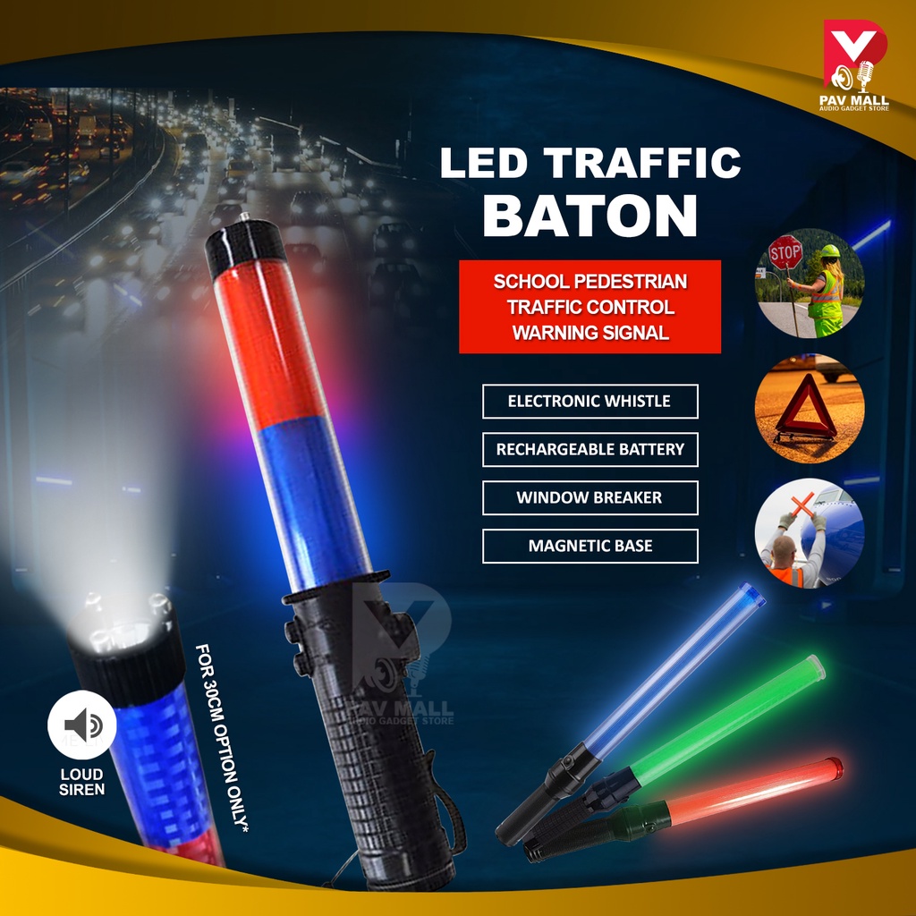 Traffic LED Baton Light Rechargeable Flashing Emergency Rescure Road Signal Control School Parking