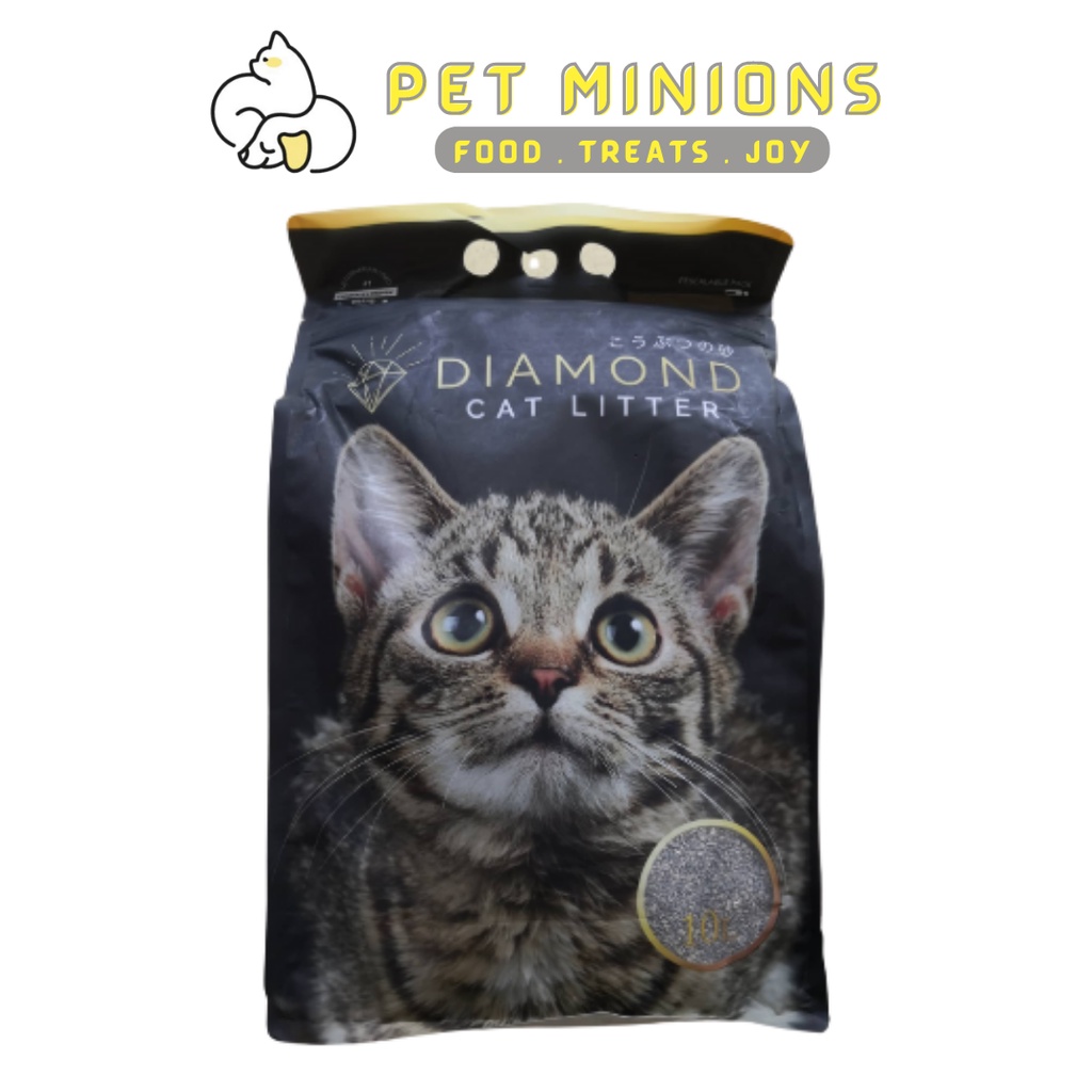 [Ready Stock] Diamond Cat Litter Charcoal 10L (7Kg) / Cat Litter / Long