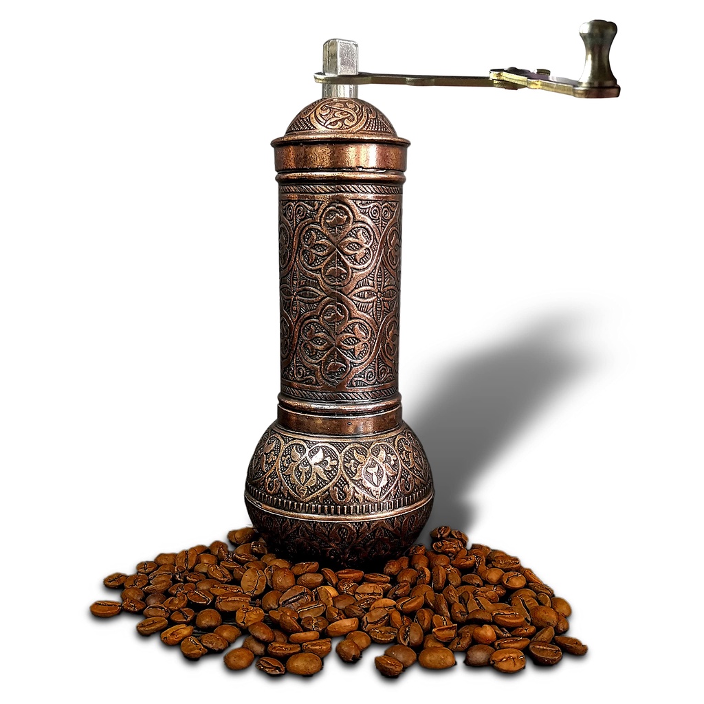 Copper Hand Made, Hand Coffee Grinder , Coffee Mill, Spice Mill, Pepper Mill, Turkish Coffee Mill 19 Cm Copper