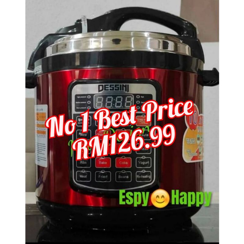 DESSINI (READY STOCK) PRESSURE COOKER 6 LITRE + FREE SENDUK . Shopee