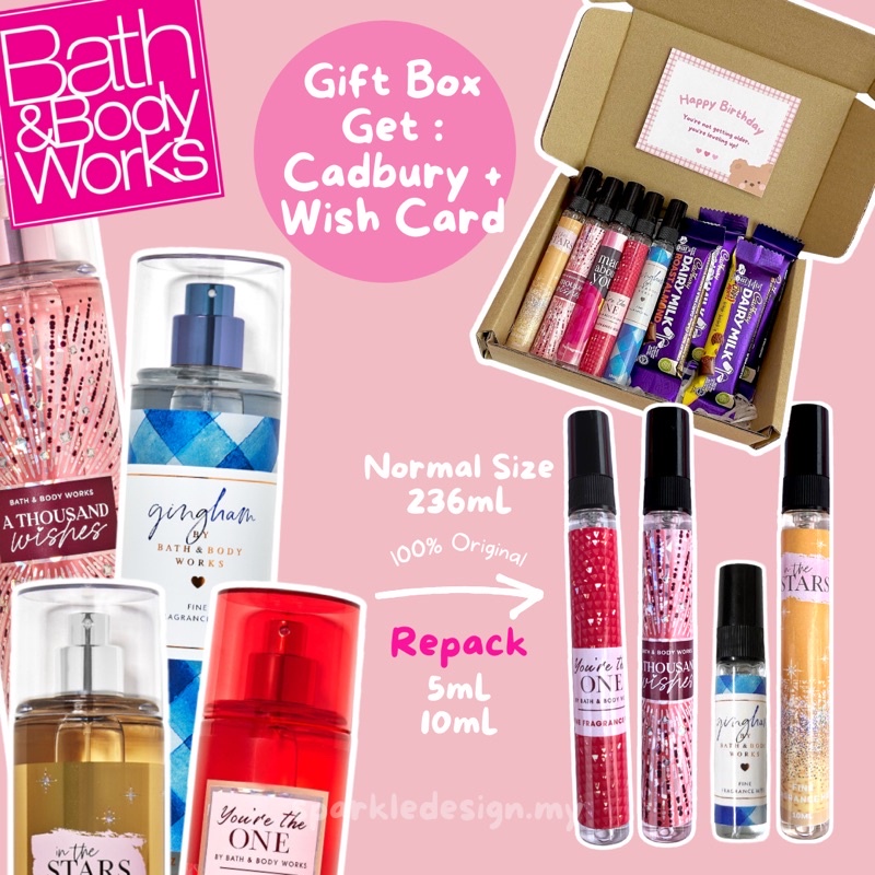 (Original) Repack BATH and BODY WORKS Body Mist Fragrance Travel Size