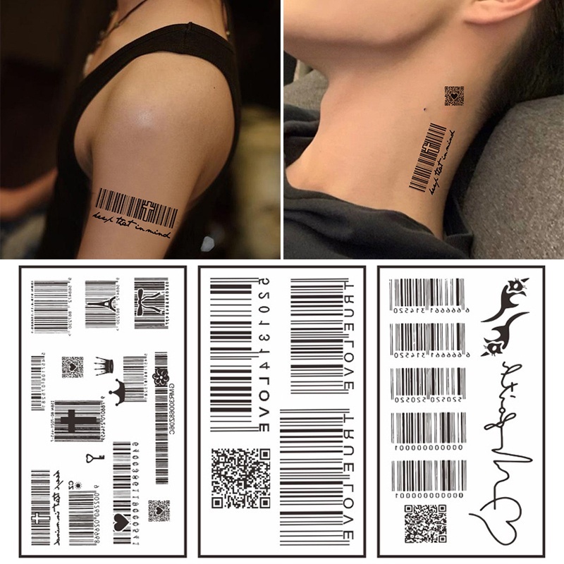 Body Art Love Barcode Pattern Water Transfer Fashion jewelry personalized bar code tattoo stickers Mini Size Waterproof Long Lasting