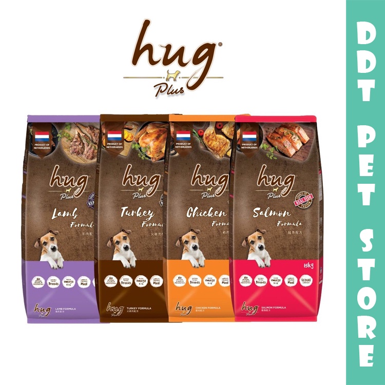 Hug Plus Dog Dry Food 15kgDog Food ( Chicken , Lamb , Salmon , Turkey