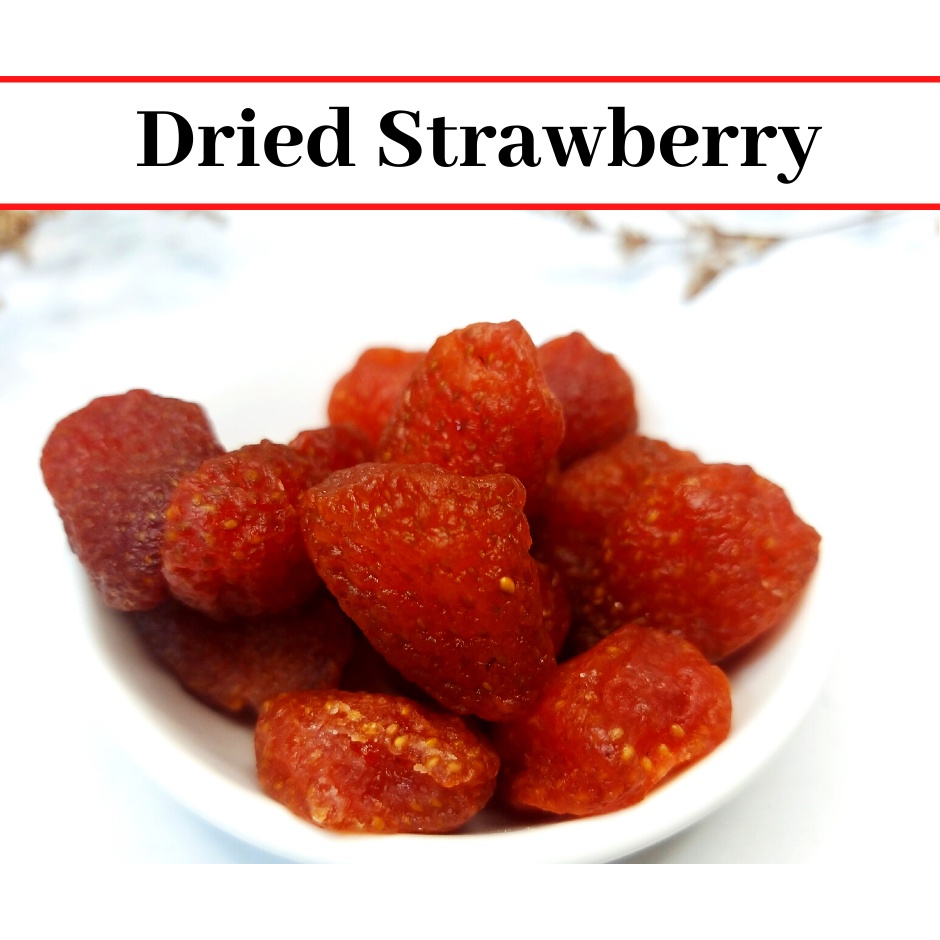 (READY TO SERVE)Premium Dried Strawberry Strawberries 草莓干 strawberry kering- 500grams Less Sugar