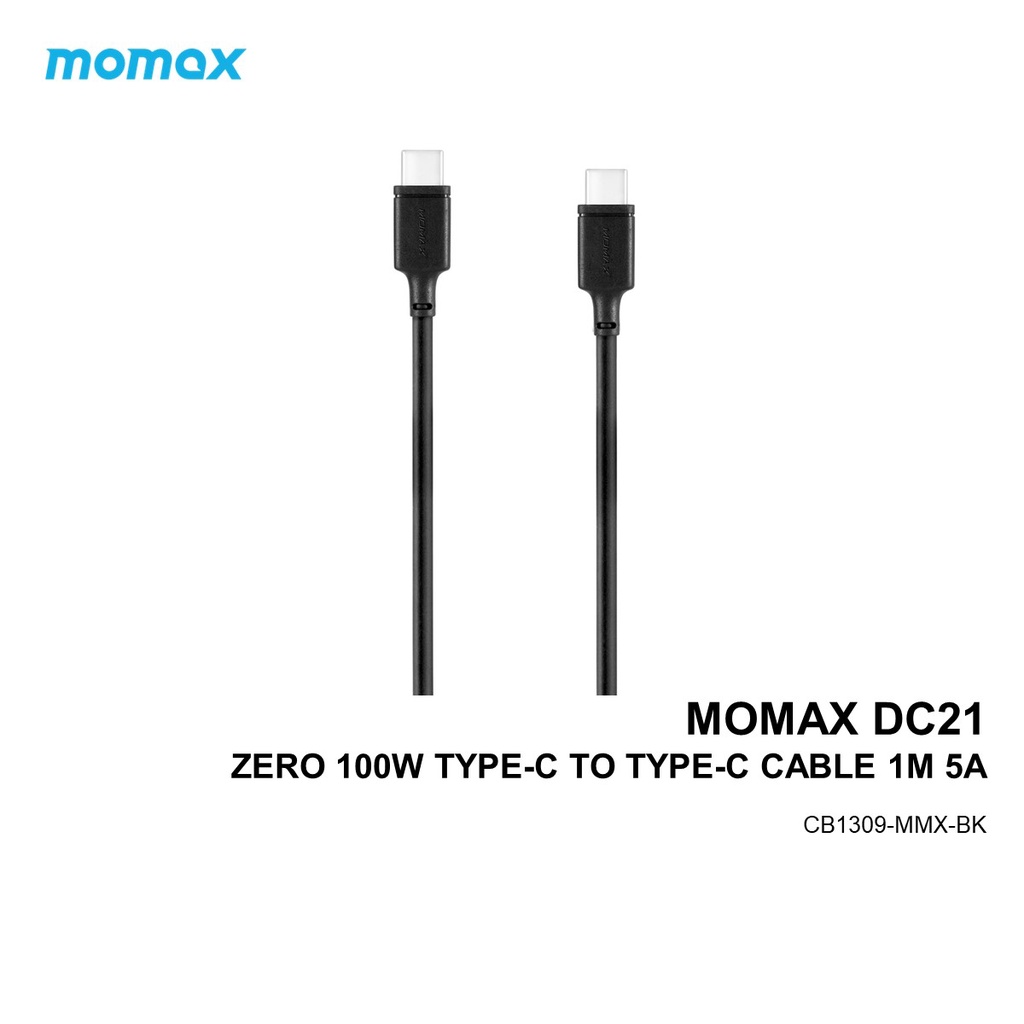 MOMAX DC21 ZERO 100W TYPE-C TO TYPE-C CABLE 1M 5A