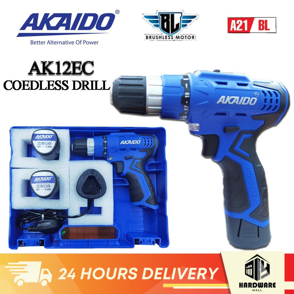 AKAIDO AK12EC 12V Cordless Hand Drill Battery Electric Screwdriver Impact Screw Driver Rotary