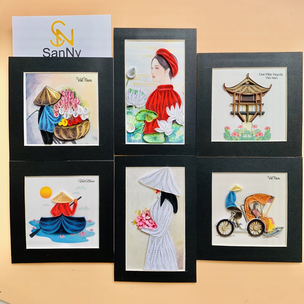 Vietnamese Souvenir Refrigerator Magnet Quilling Fridge Magnet Handmade Paper Material