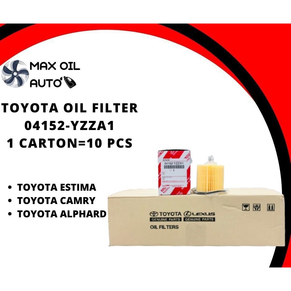 Toyota Oil Filter 04152-YZZA1 1Carton 10Pcs Toyota Estima Camry Alphard ...