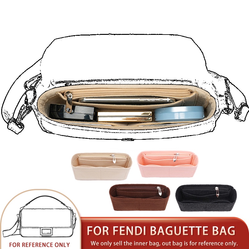 Fits For FENDI Baguette Bag Felt Cloth Insert Bag Makeup Organizer