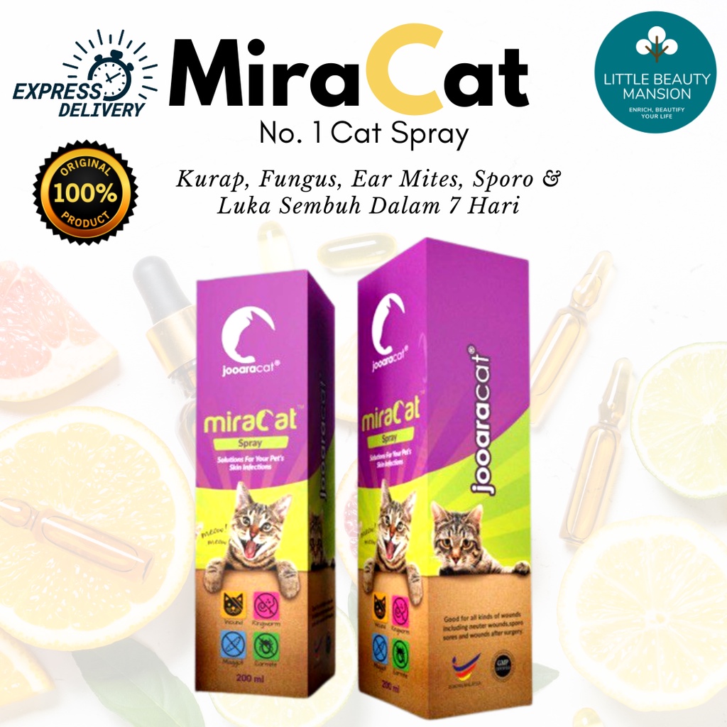 MIRACAT Kucing Kurap Luka Sporo Earmites Nanah Hama Telinga Fungus Organik Organic Cat Skin