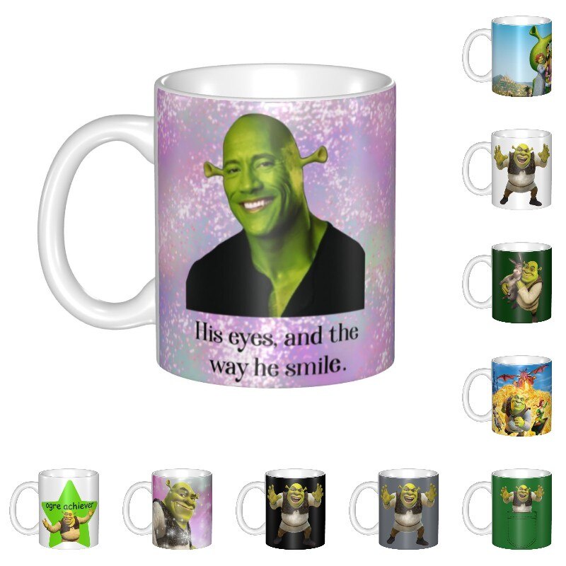 Heat-resistant-mug DIY Schrock Shrek Meme Ceramic Mugs Customized Funny Coffee Cup Creative Gift Outdoor Work Camping Beer Mug