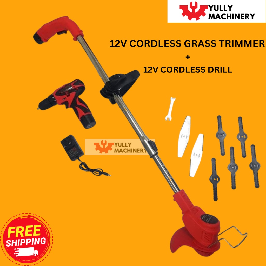 Q3 CORDLESS GRASS TRIMMER FREE 12V CORDLESS DRILL COMBO SET Shopee