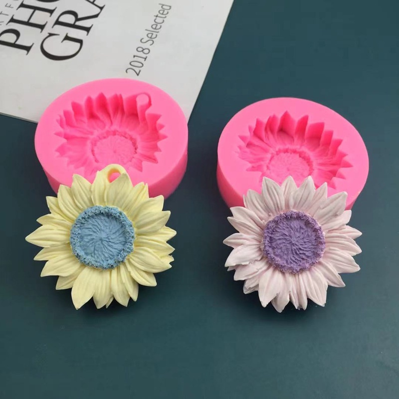 Sunflower flower silicone mold chocolate mousse baking tool drop tape hole aromatherapy candle gypsum mold