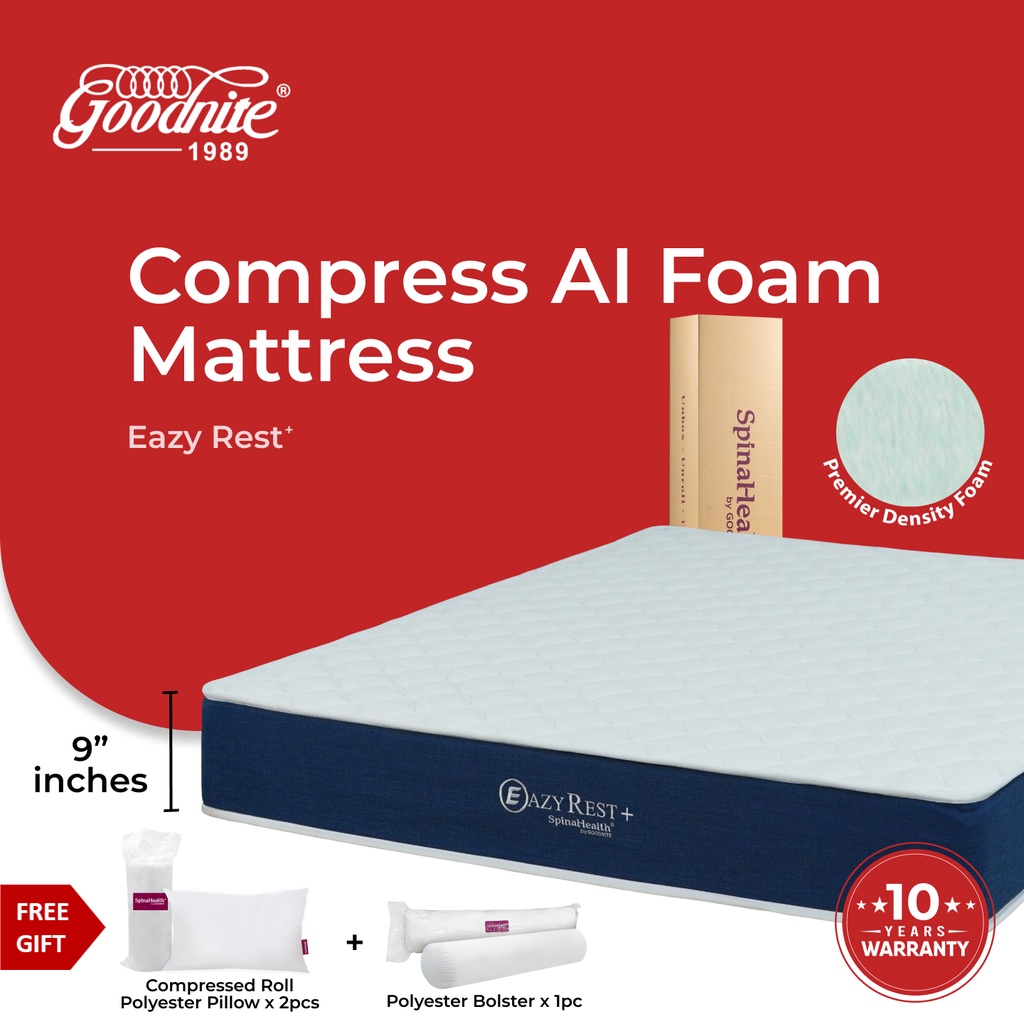 [FREE SHIPPING MATTRESS IN BOX]Goodnite Eazy Rest 9 inch Compress Eco Foam Mattress (All Sizes