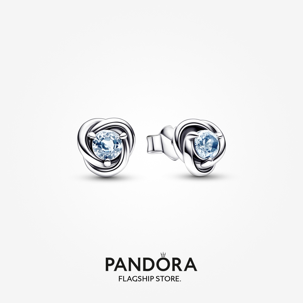 Pandora Sea Aqua Blue Eternity Circle Stud Earrings