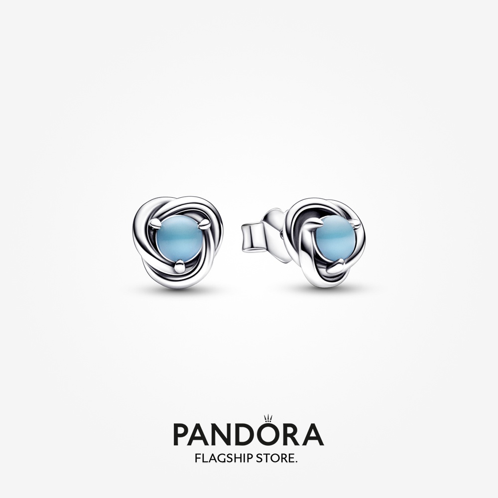 Pandora Turquoise Blue Eternity Circle Stud Earrings