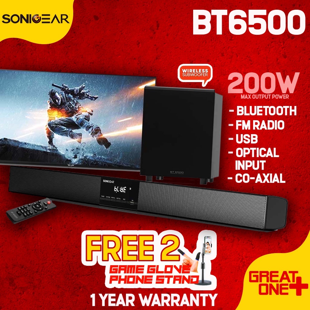 SonicGear TV Soundbar Subwoofer BT6500 Bluetooth Speaker | 6.5 