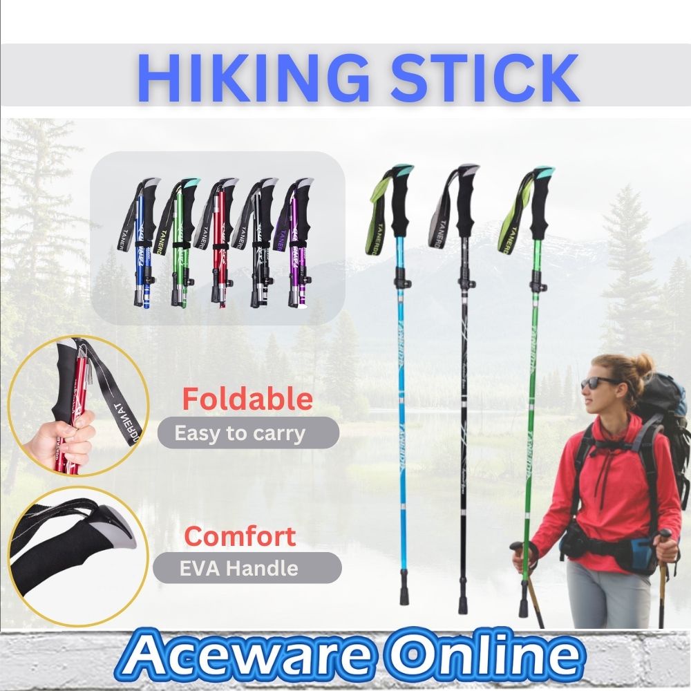 Hiking Stick Adjustable Walking Stick Tongkat Hiking Gunung Tracking Pole Leg Support Hiking Stick Foldable Hiking Pole