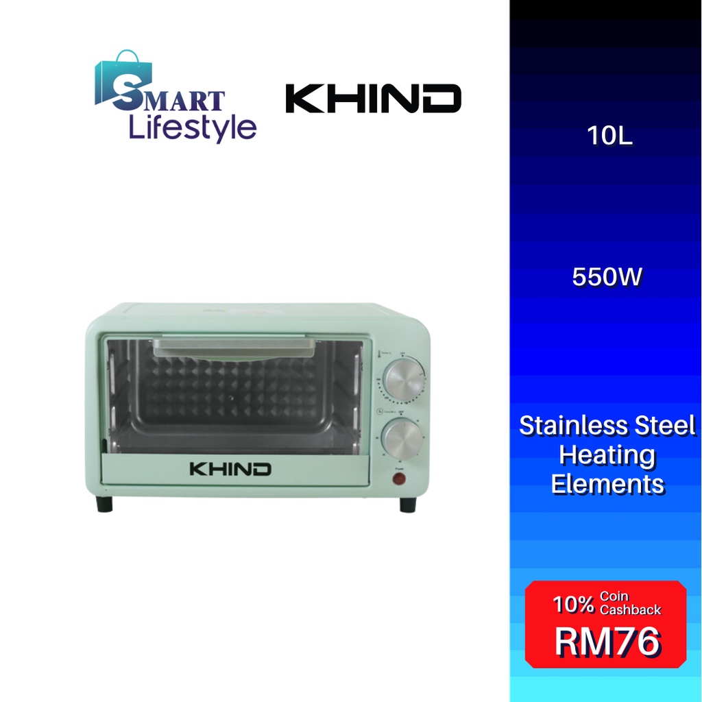 Khind 10L Mini Electric Oven White/ Green OT10