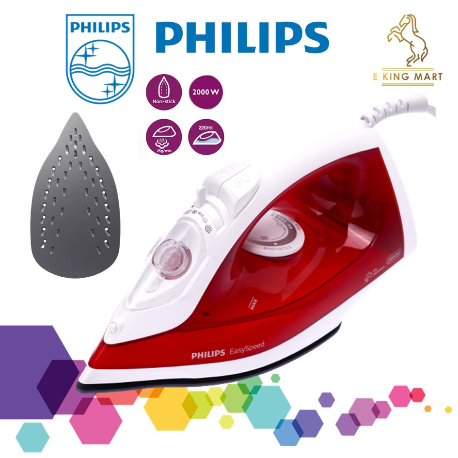 PHILIPS Steam Iron EasySpeed Nonstick Soleplate GC1742/46 Seterika Air