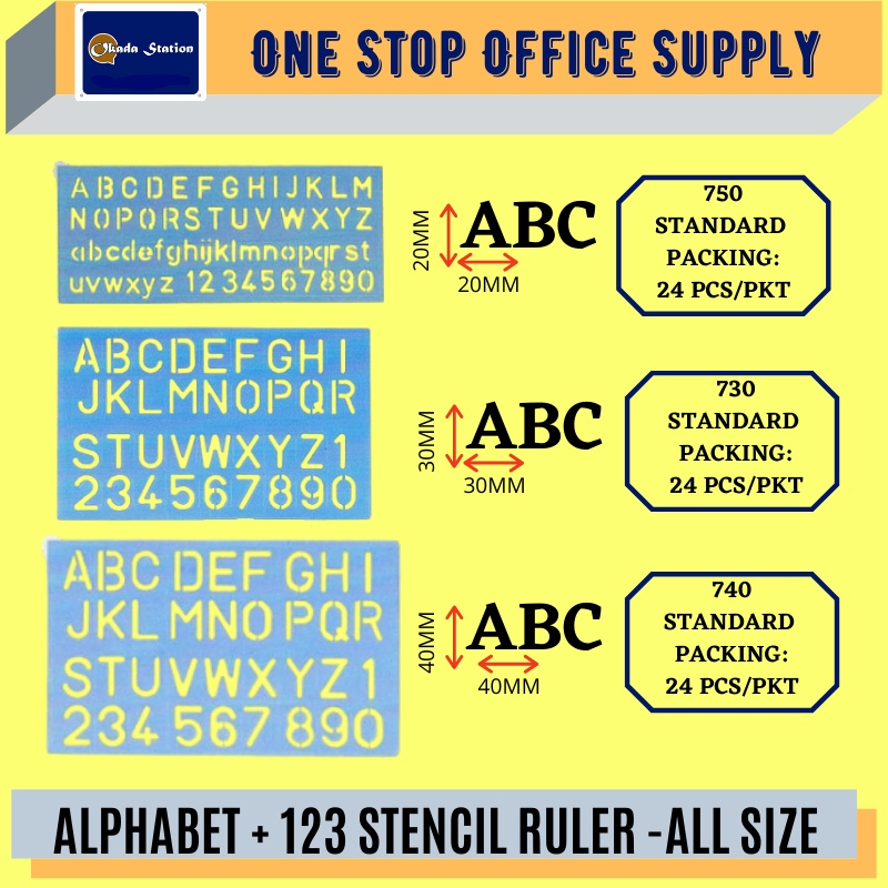 OKDAD ABC Stencil Plate Ruler / Alphabet Stencil Ruler / Flexible Ruler
