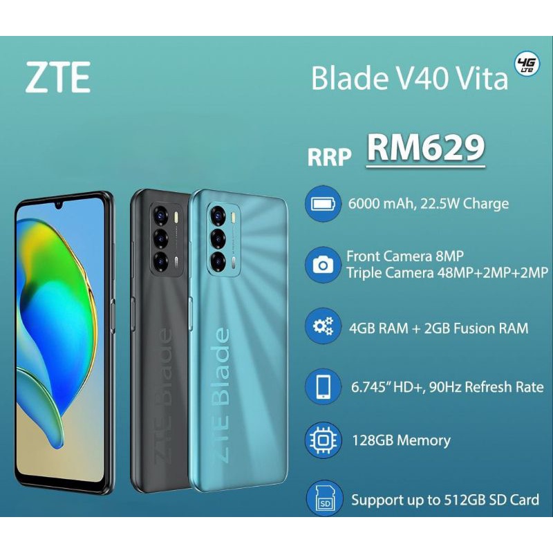 NEW MODEL ZTE BLADE V40 VITA (4+2GB RAM 128GB ROM) 1 YEAR WARRANTY ...