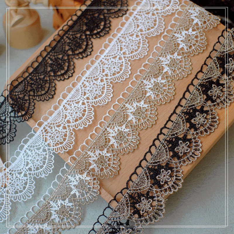 Width 4cm gold white black Milk Silk Water-soluble Lace Garment Stitching Decoration Material Shoulder Strap Accessories