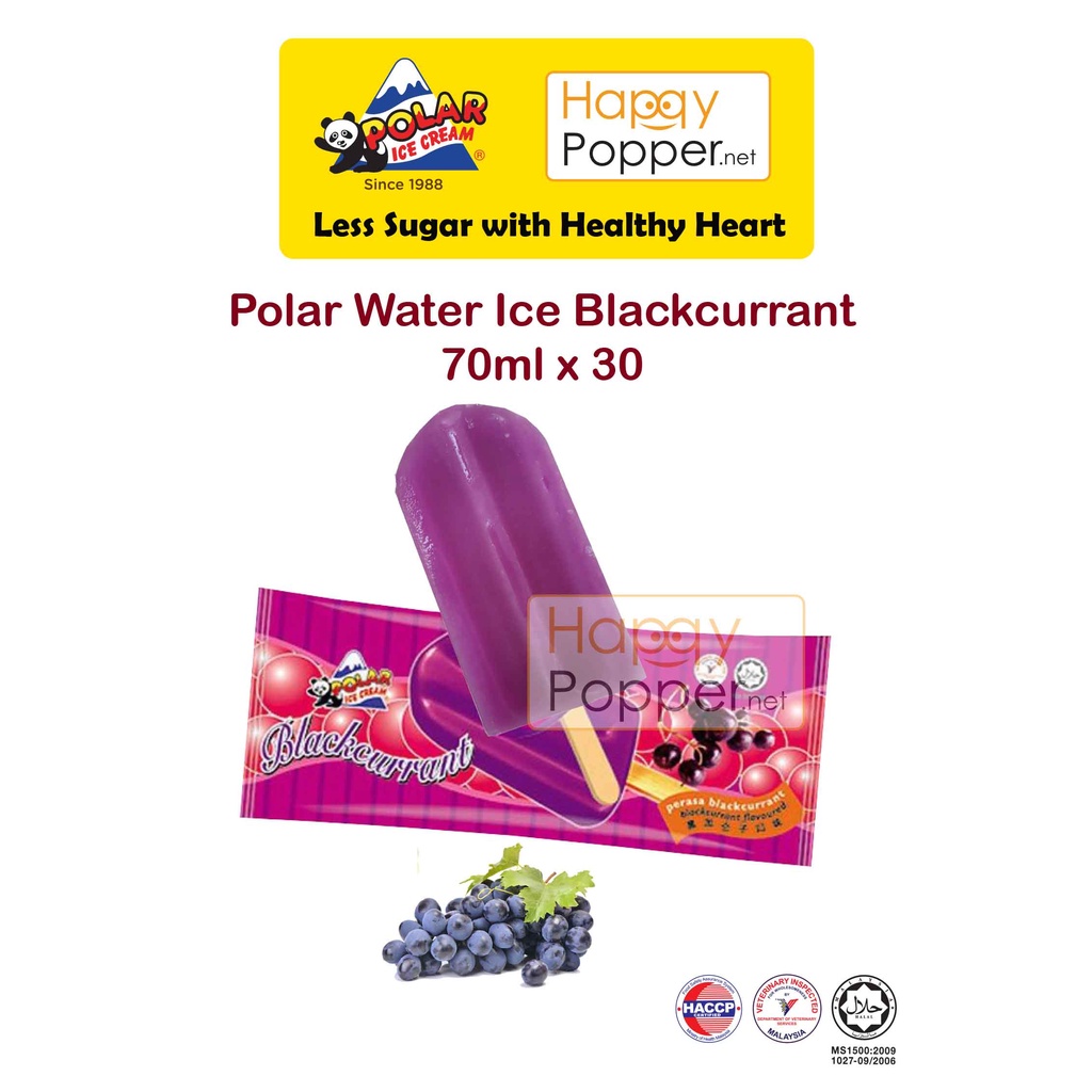 Happypopper Polar Ice Cream 65ml x 30 pcs Water Ice Black Currant Ice