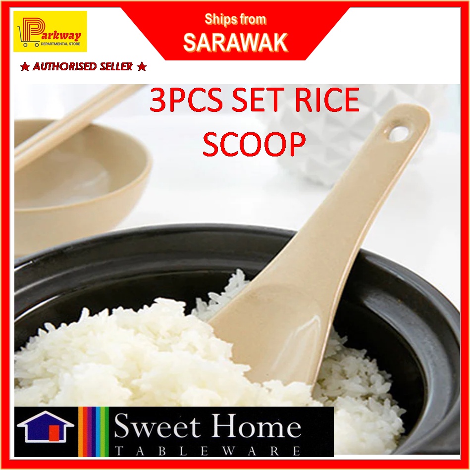 SWEET HOME Melamine Ware Rice Scoop in Shiny Green Color 3pcs/pack 8