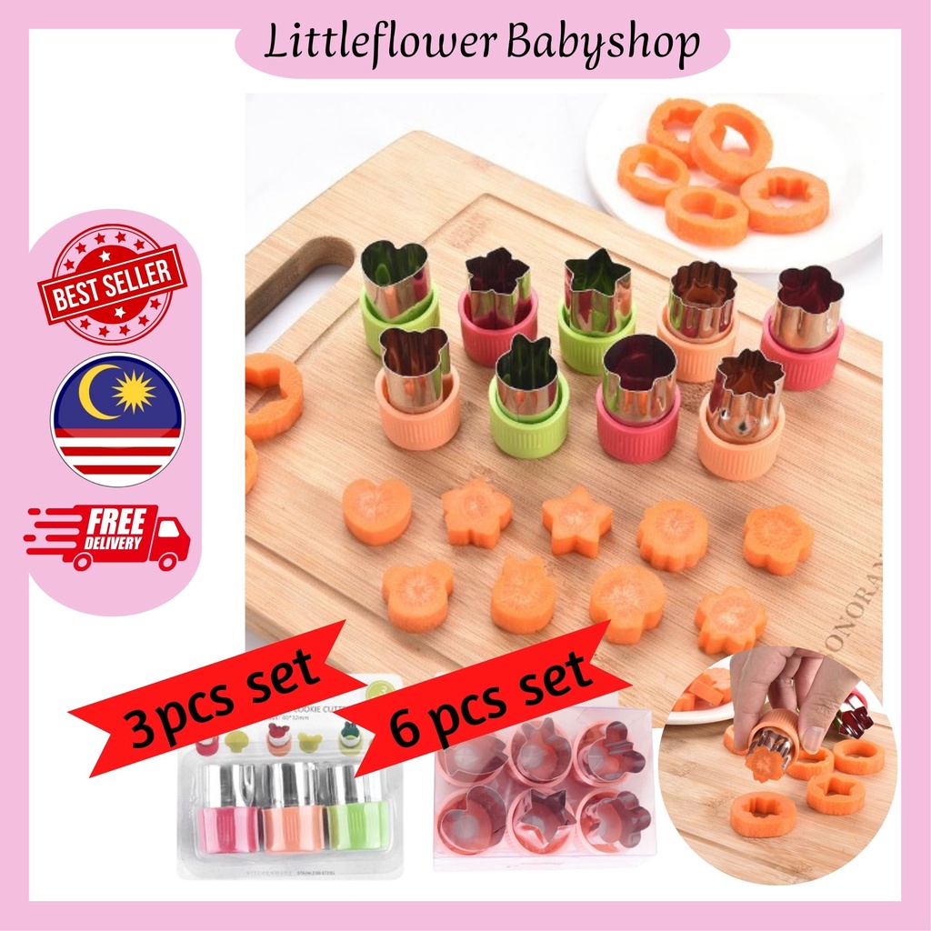 Mini Pie Cookie 3pcs/6pcs set Vegetables Cutter Shape Set Fruits Cookies Stamp molds Cookies Cutter Star Shape Flower