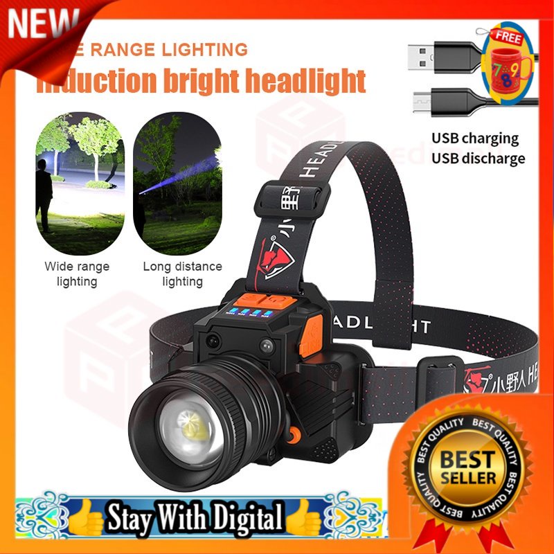 Rechargeable Sensor LED Headlamp Zoom Fishing Headlamp Torch Outdoor Super  Bright Headlamp Waterproof Camping Hunting H Keychain Light PGMall
