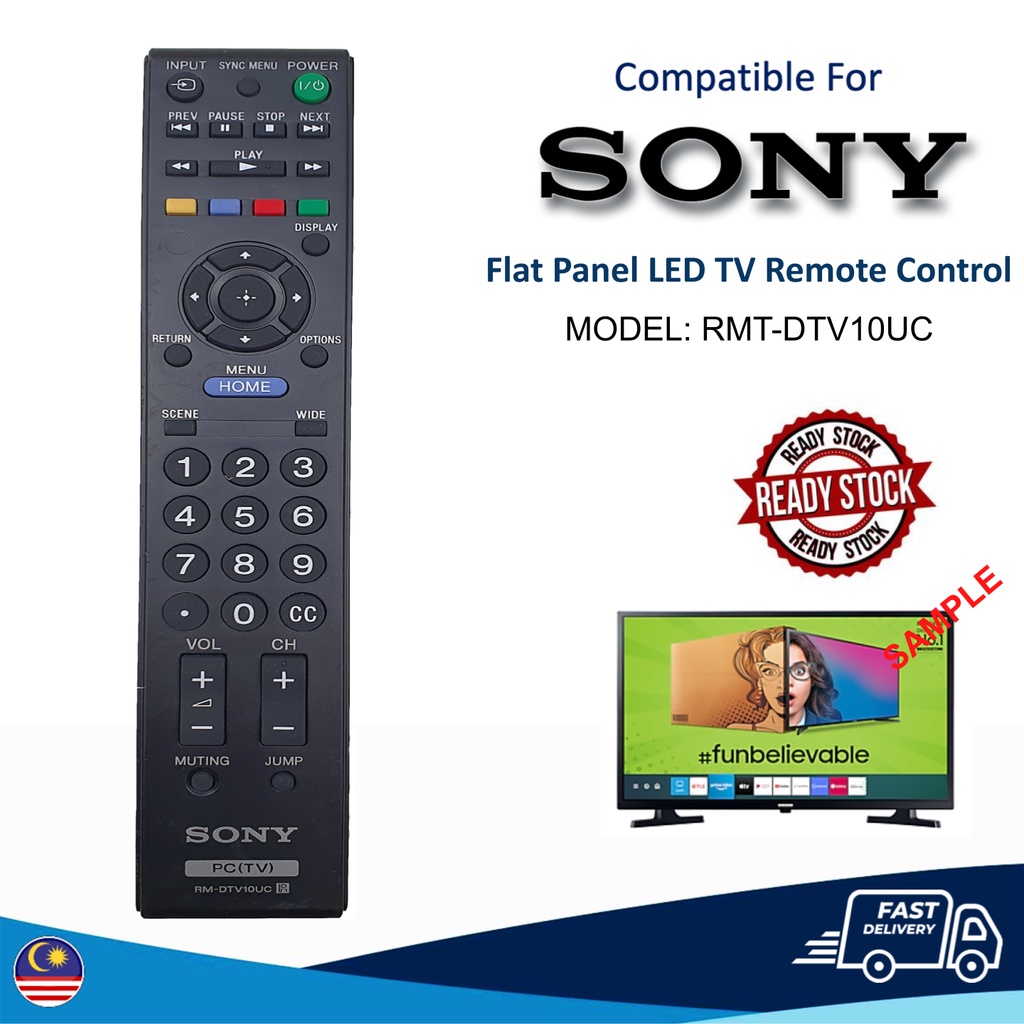 Sony RMT-TX102D Flat Panel LED LCD TV Remote Control Netflix 电视遥控器 ...