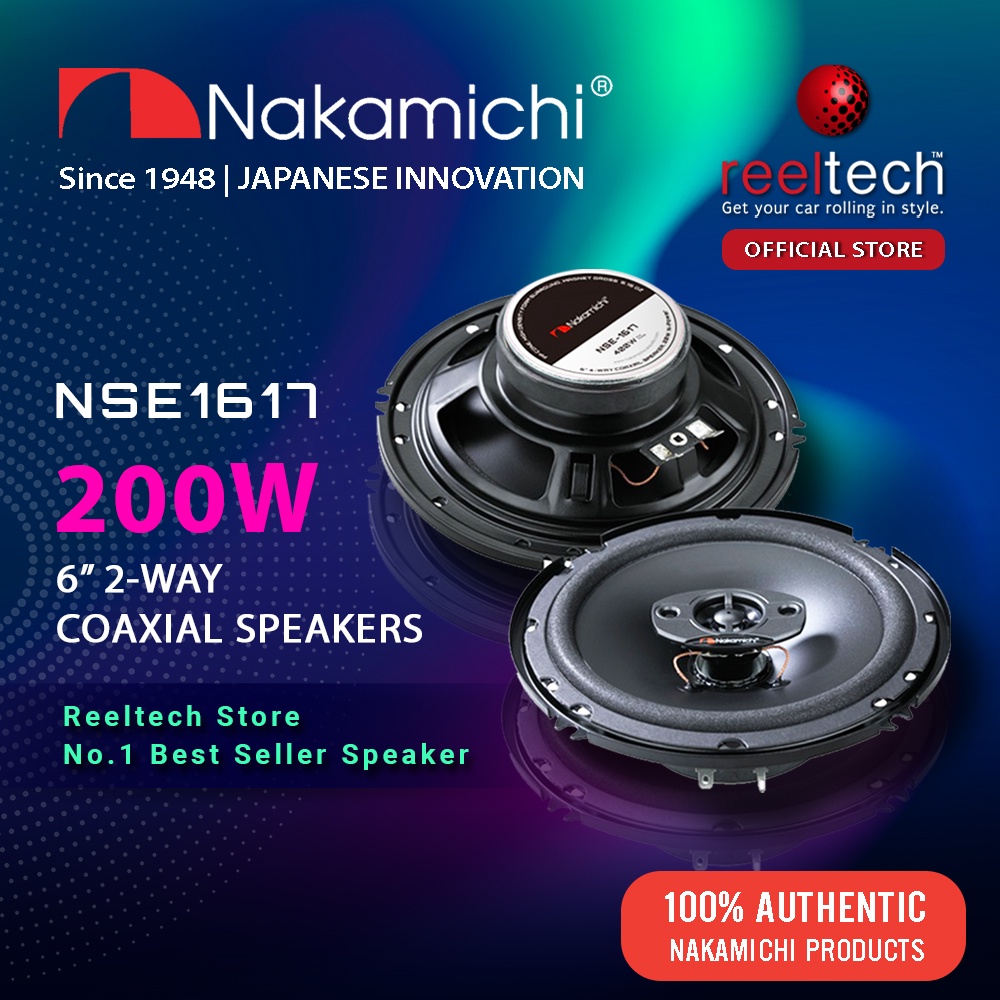 Nakamichi NSE1617 200W Car Speaker 6‘’ 2WAY Coaxial Speaker Kereta