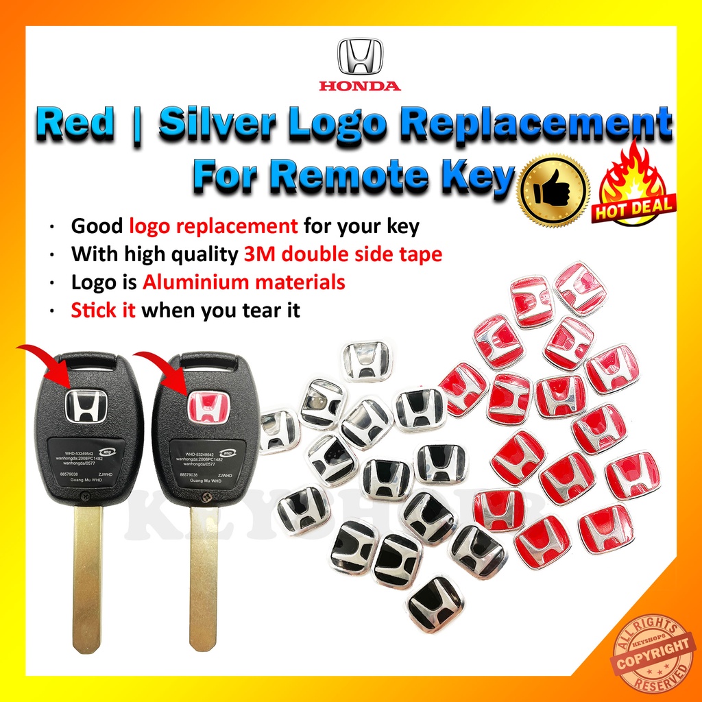 Honda Remote Key Red Logo Silver Logo Replacement Shopee Malaysia