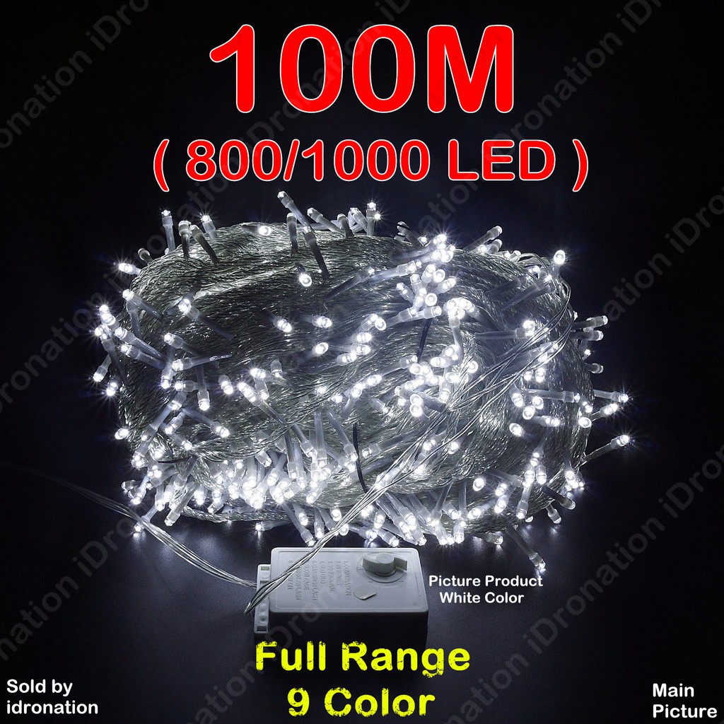 Indoor Clear Wire 800LED 1000LED 100M Lampu Raya RGB Lip Lap Hiasan CNY Lamp Fairy String Lights Home House Party Decor