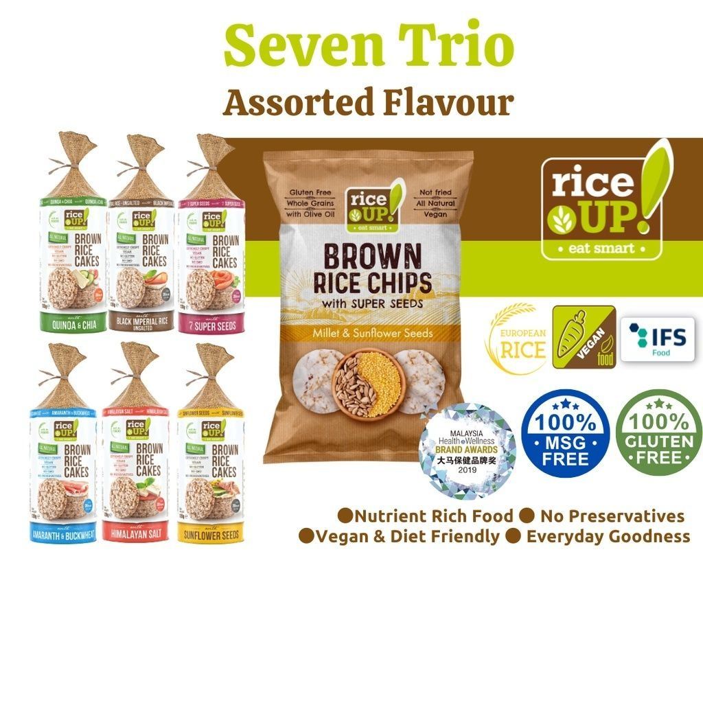RiceUP Gluten Free Whole Grain Brown Rice Crunchy Cakes Combo (120g x 6