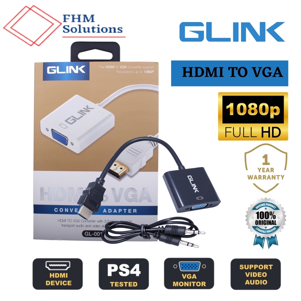 GLINK GL019 HDMI TO VGA CONVERTER WITH AUDIO AND POWER SUPPLY 1080P