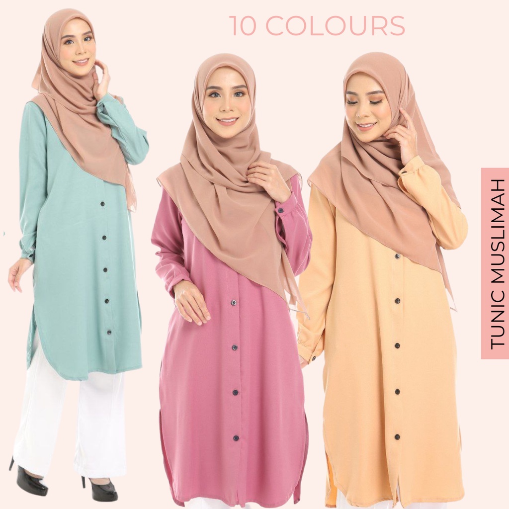 TUNIC BUTANG BLOUSE MUSLIMAH LONG TOP 🌸 TUNIC LEEZA by NFA Design ...