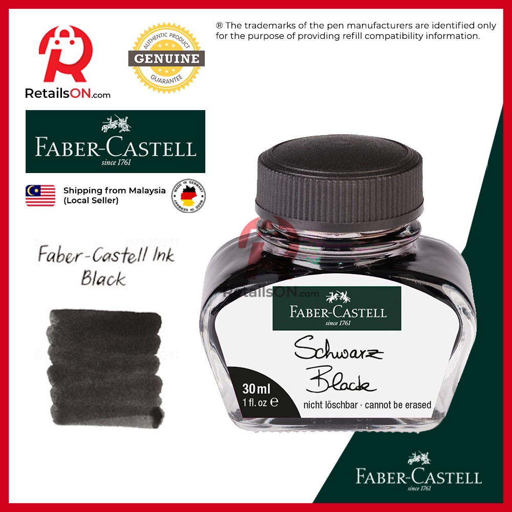 FaberCastell Ink Bottle (30ml) Black / Faber Castell Fountain Pen Ink Bottle 1pc (ORIGINAL