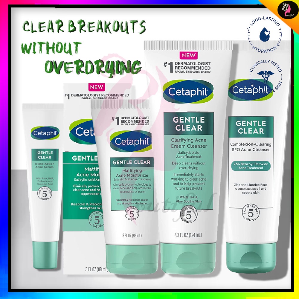 Cetaphil Gentle Clear Acne Facial Cleanser/Moisturiser Salicylid Acid Treatment/Benzoyl Peroxide Cleanser 痘痘暗疮水杨酸洗脸保湿霜